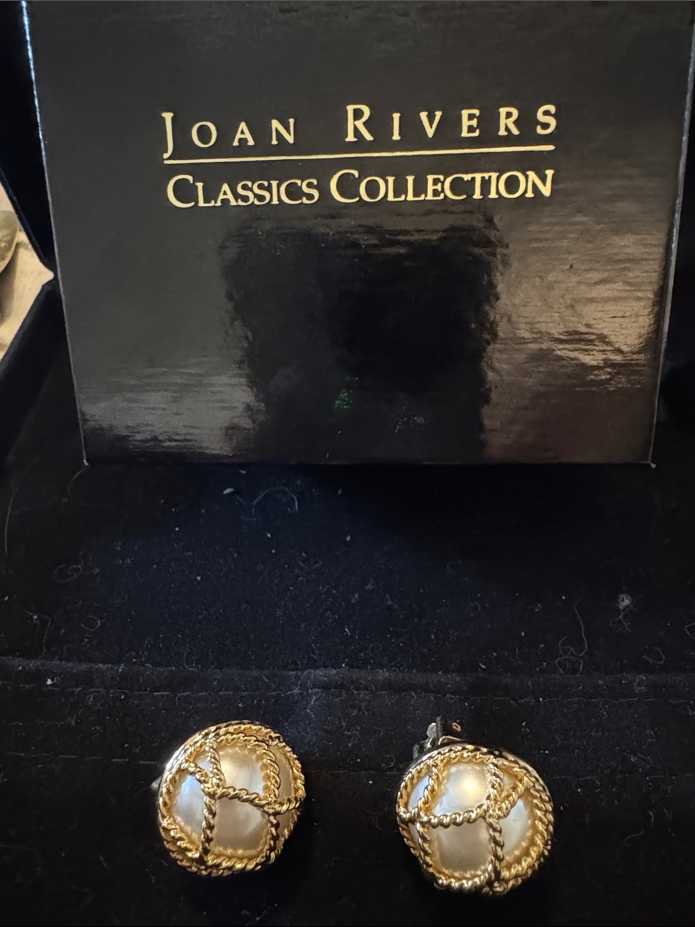 Joan Rivers Gold-Tone Braided Rope Pearl Button Clip Earrings